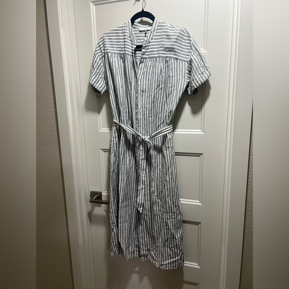 Frame Denim Gray Striped Midi Dress